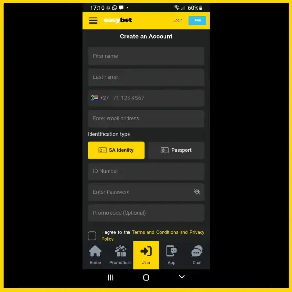 Easybet mobile sign up