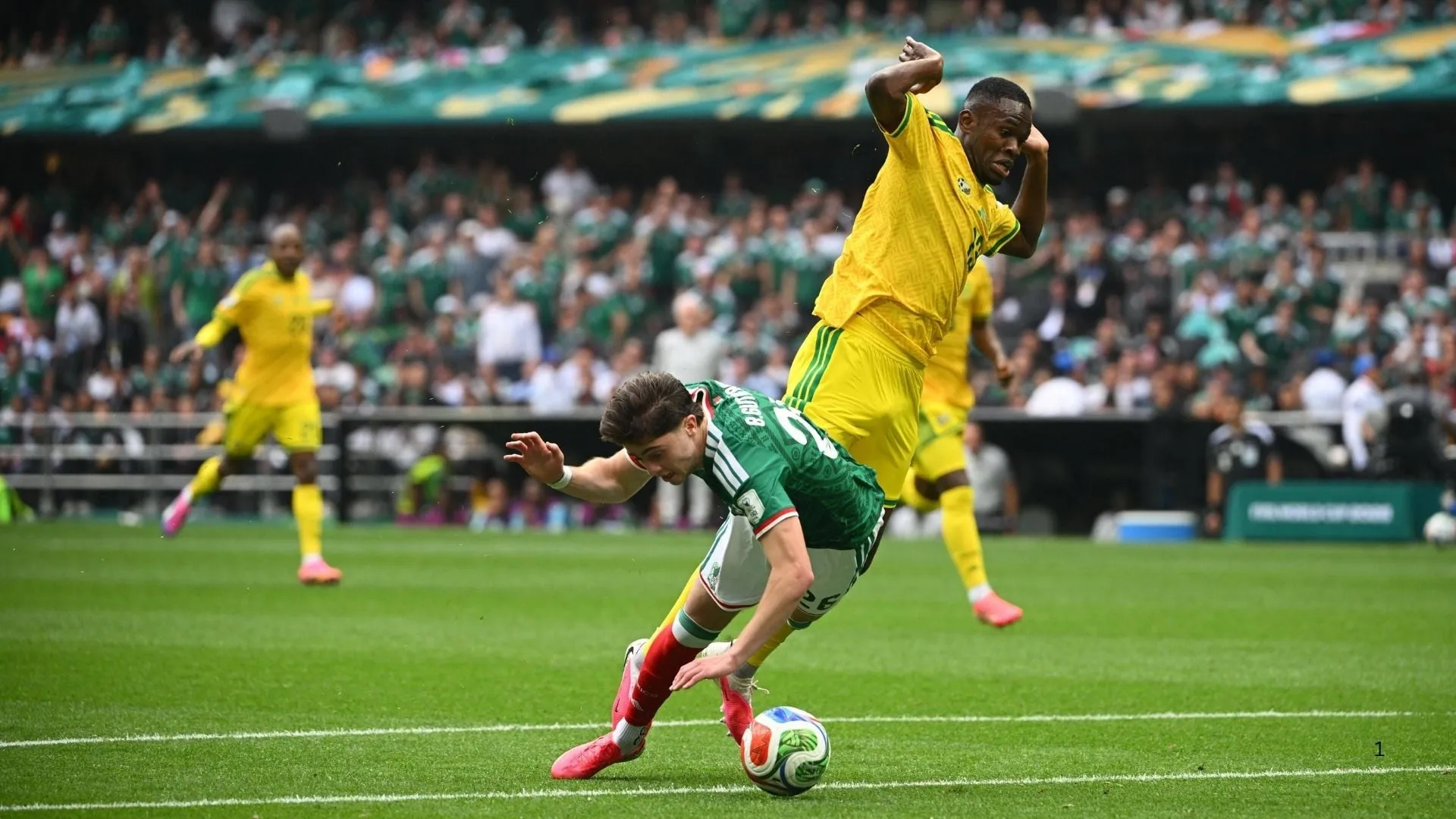 Sphephelo Sithole fouled Mexico's Brian Gutierrez, leading to a straight red card.