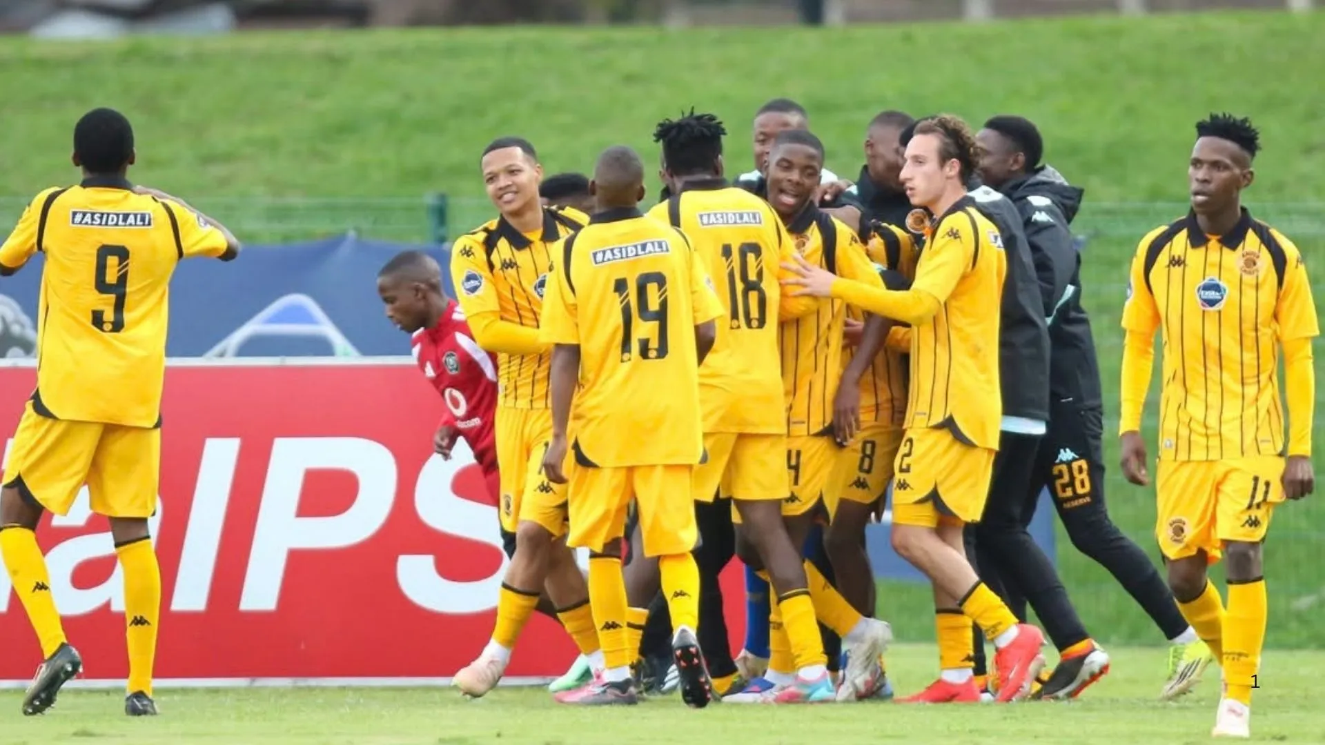 Kaizer Chiefs celebrate a goal against Orlando Pirates in the DStv Diski Challenge.