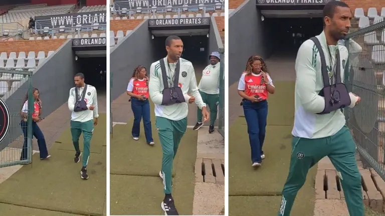 Orlando Pirates coach makes first public appearance since horror accident