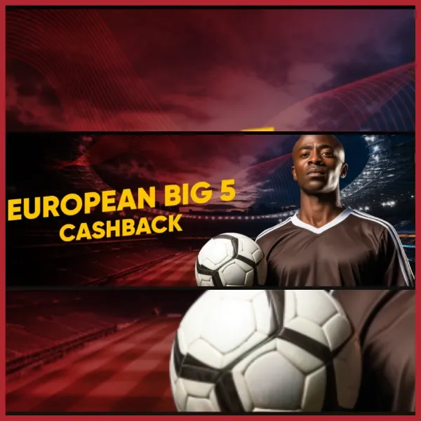 Promotional banner for European Big 5 Cashback promo on BetOlimp