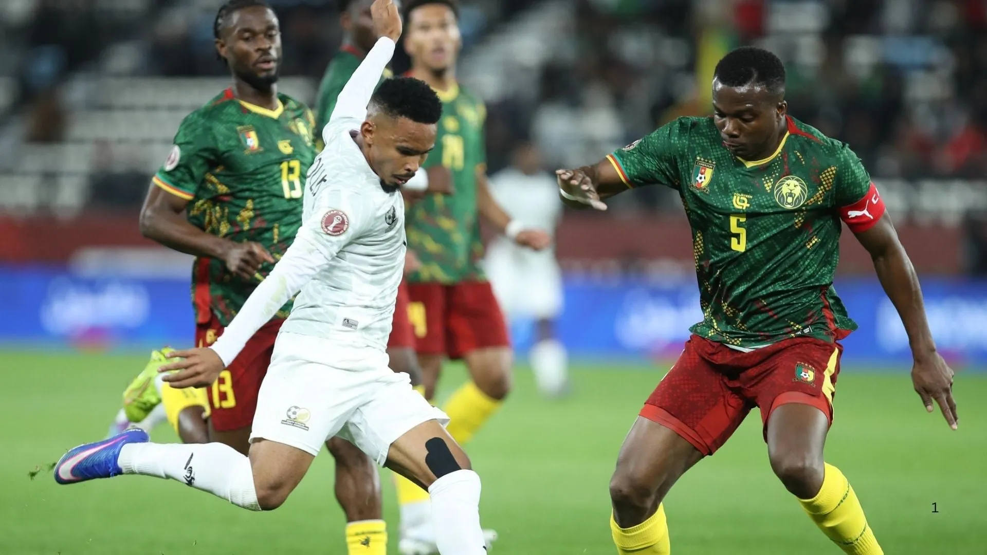 Oswin Appolis playing for Bafana against Cameroon at AFCON 2025. Photo &ndash; SAFA