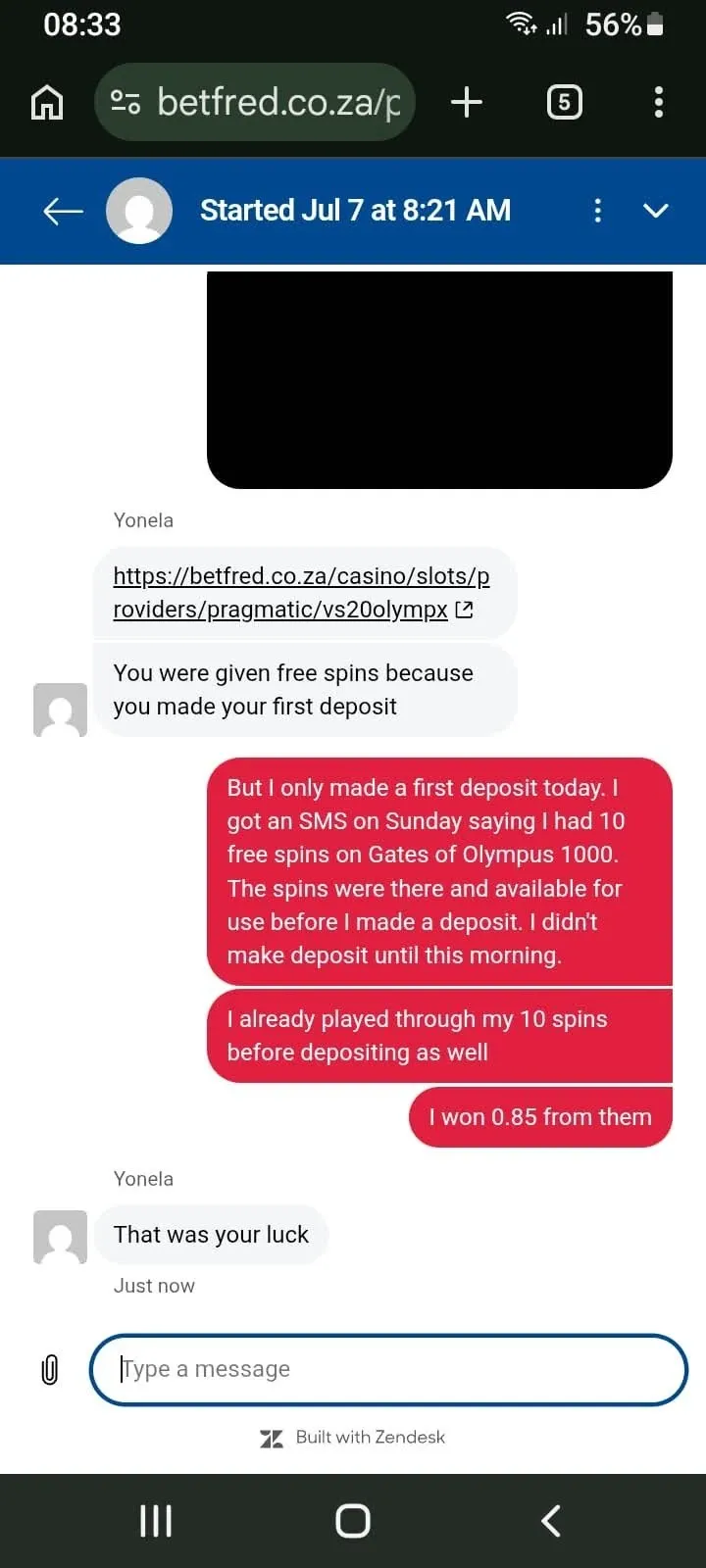 betfred live chat interaction