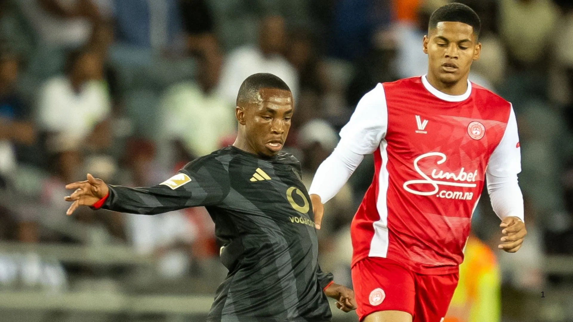 Thapelo Mokobodi of Orlando Pirates playing against African Stars.