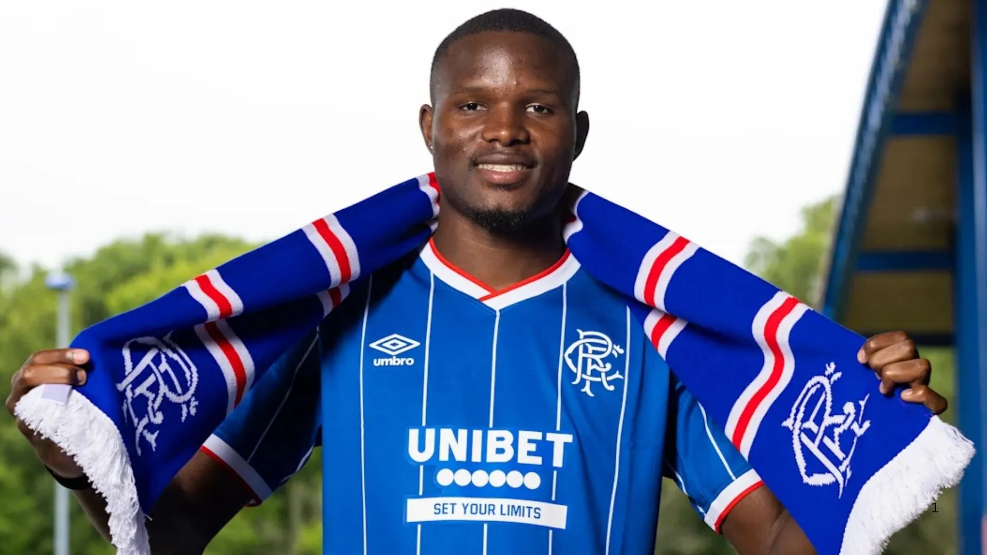 Bafana star Olwethu Makhanya during his Rangers unveiling.