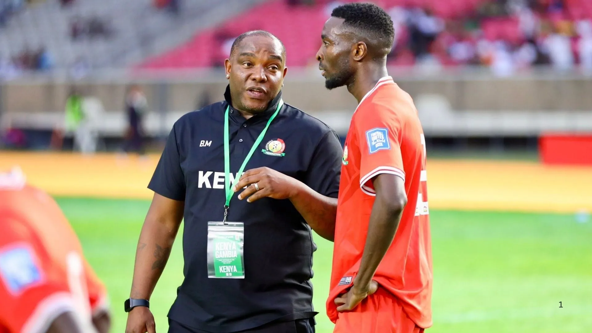 Benni McCarthy and defender Collins Sichenje. Photo &ndash; FKF