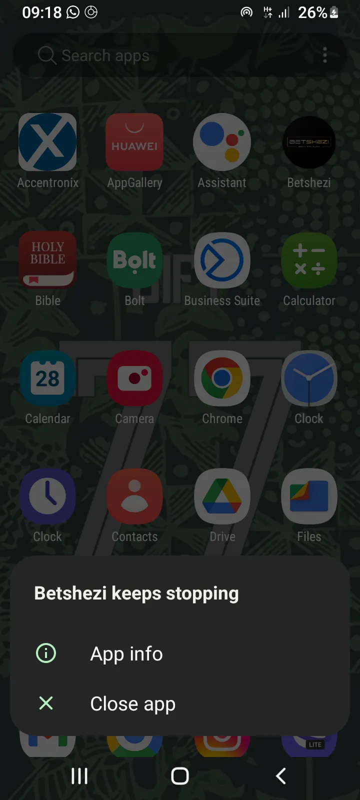 Actual Betshezi App does not open