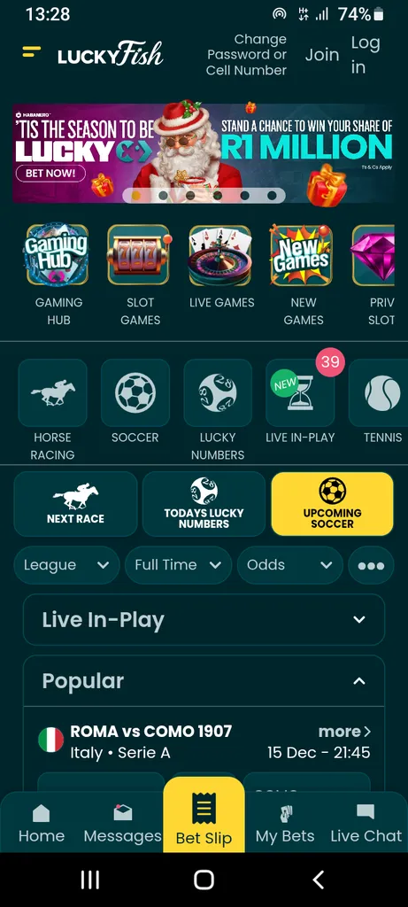 Lucky Fish App Homepage