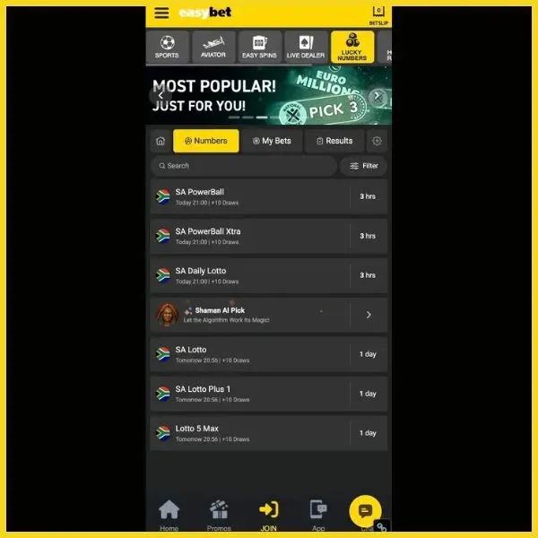 Easybet Lucky Numbers South Africa