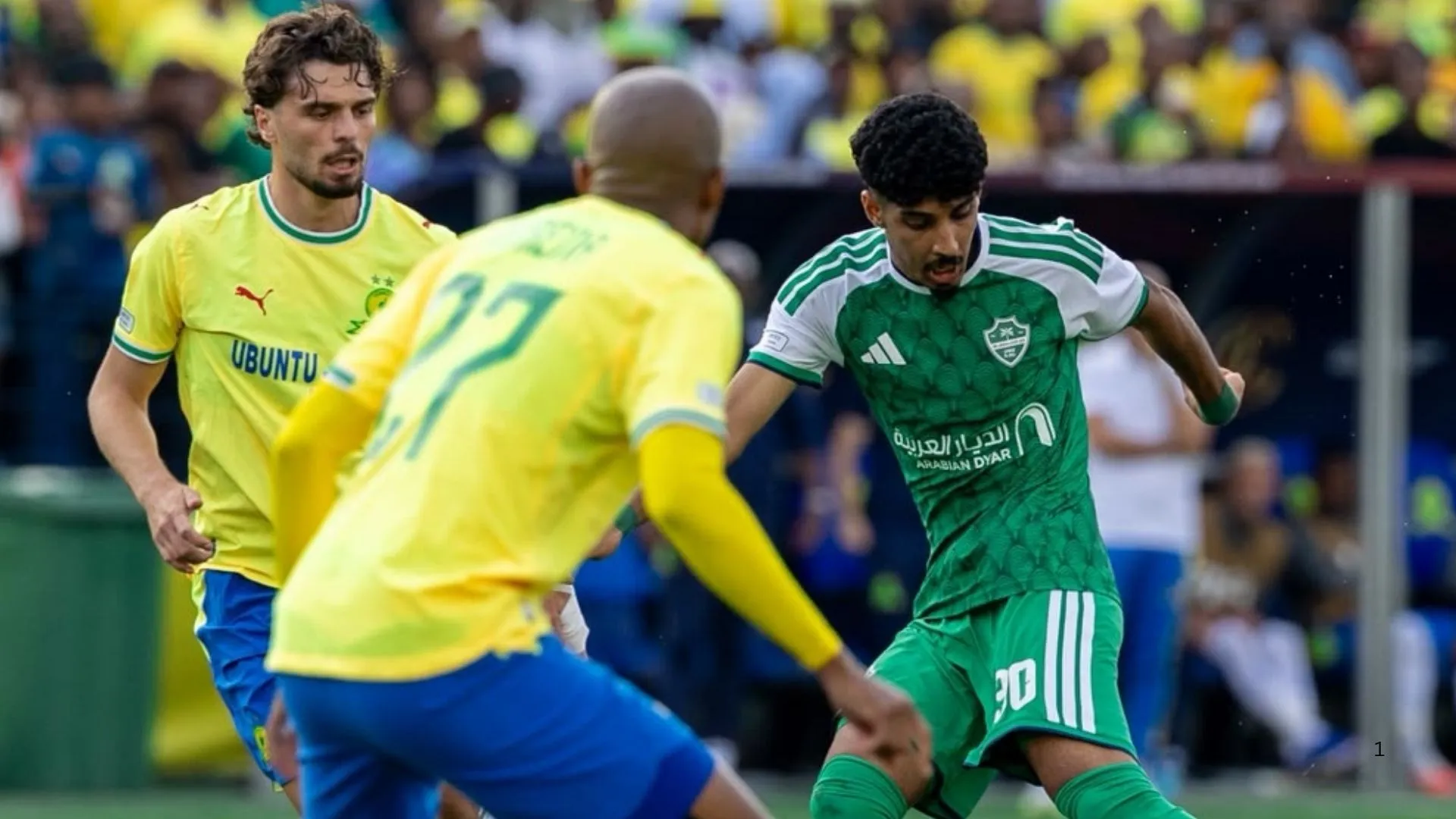 Nuno Santos (left) was the match winner for Mamelodi Sundowns against Al Ahli.