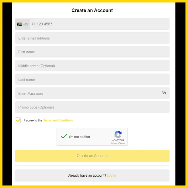 Easybet registration form