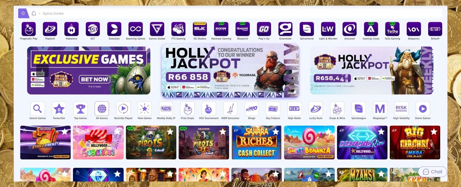  A collection of high RTP online casino slots in Hollywoodbets Spina Zonke as part of the best-paying online casino in South Africa guide.