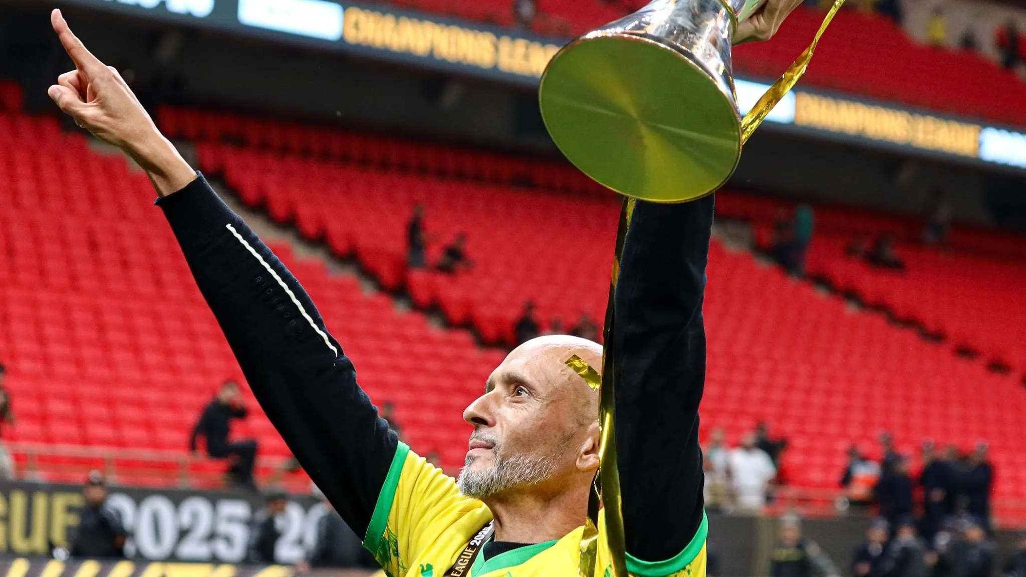 Miguel Cardoso with the CAF Champions League trophy.