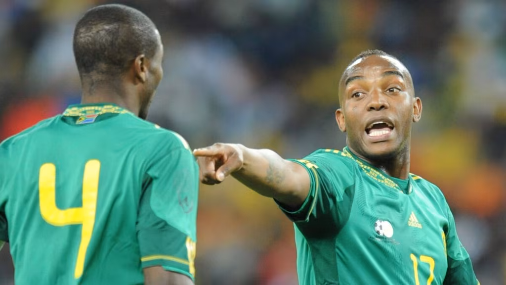 Benni McCarthy playing  for Bafana Bafana