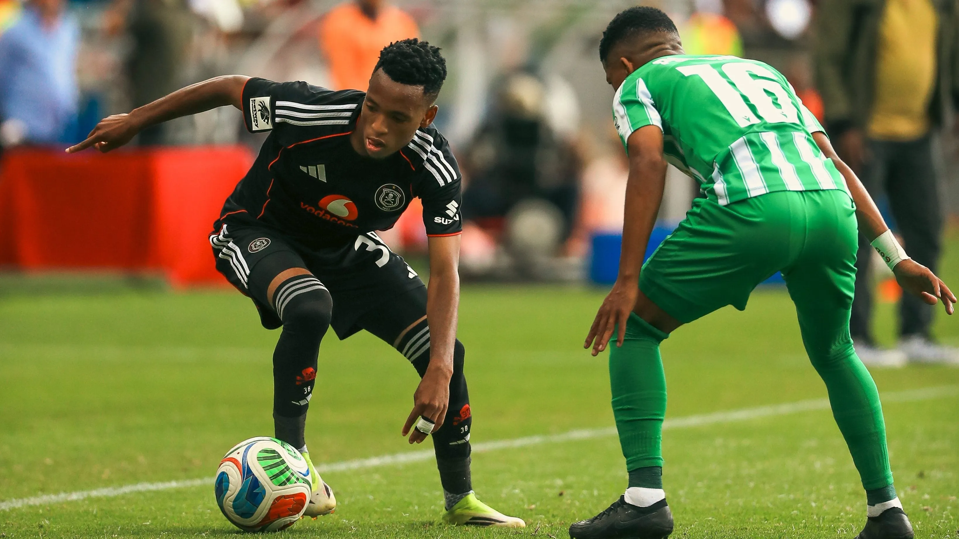 Orlando Pirates' Relebohile Mofokeng during their clash with Siwelele FC.