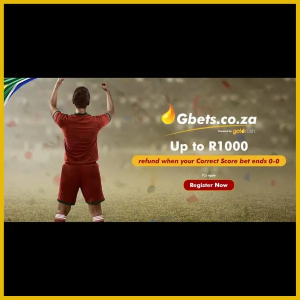 Gbets promotions - up to R1,000 refund when your correct score bet ends 0-0. Red register now button