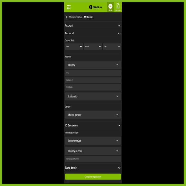 Playabets app registration