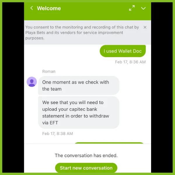Playabets Review CS interaction