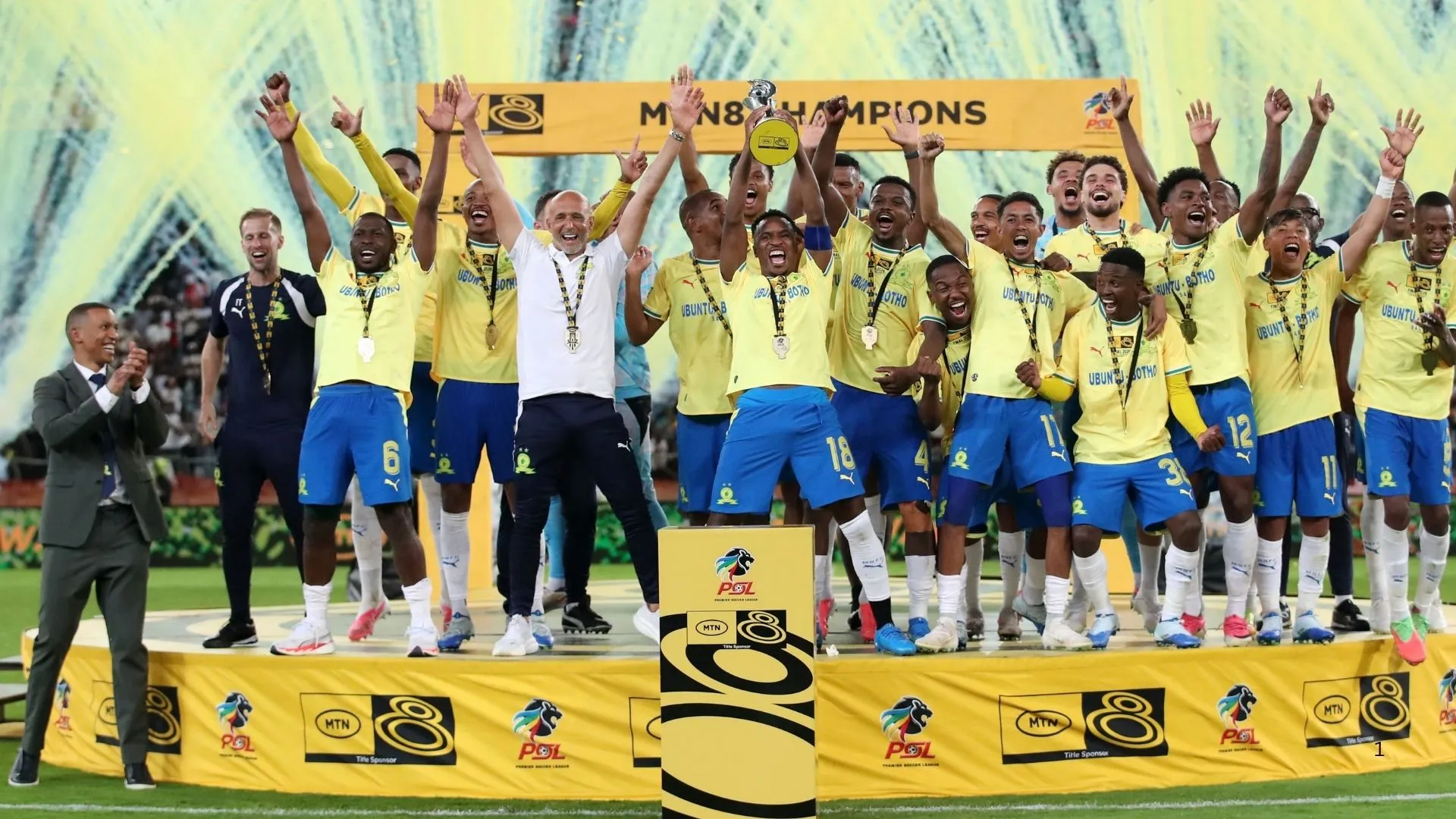 Mamelodi Sundowns celebrate MTN8 glory.