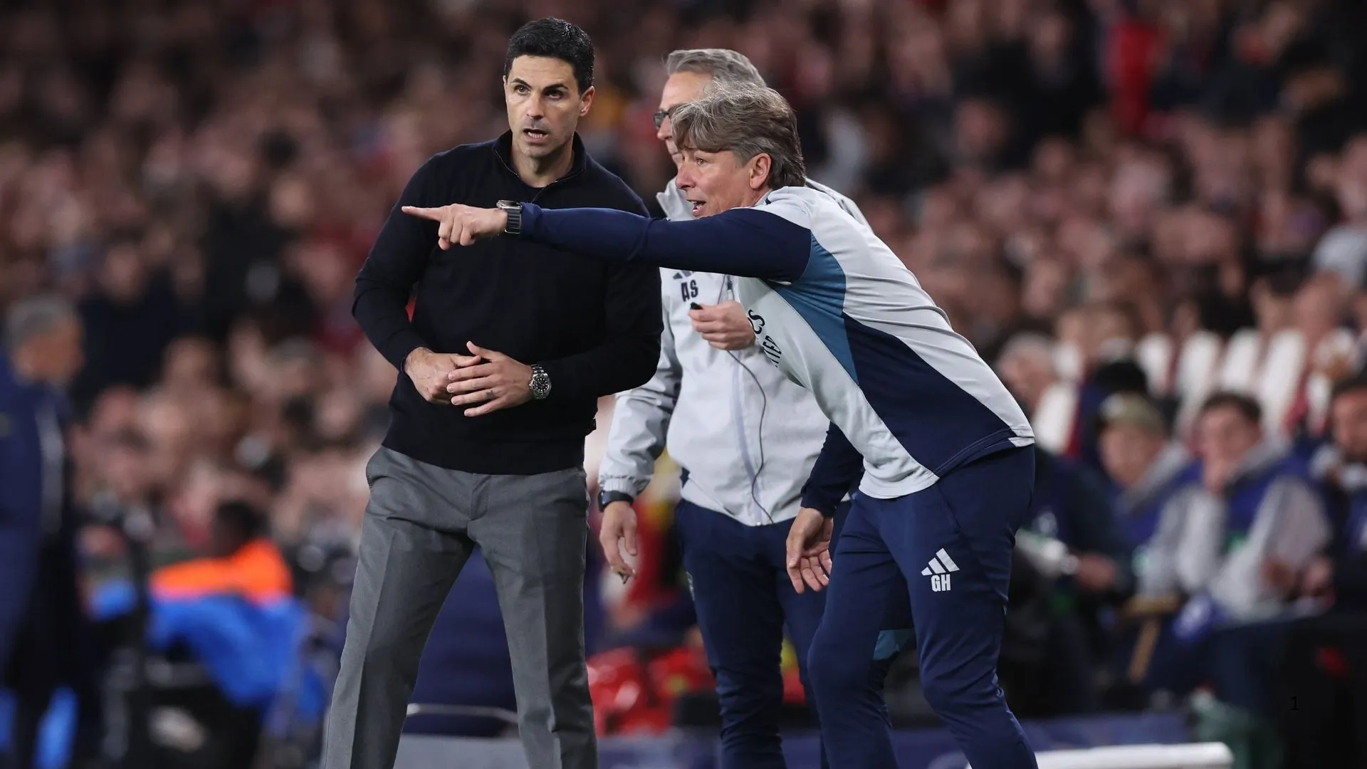Arsenal coach Mikel Arteta and his backroom staff.