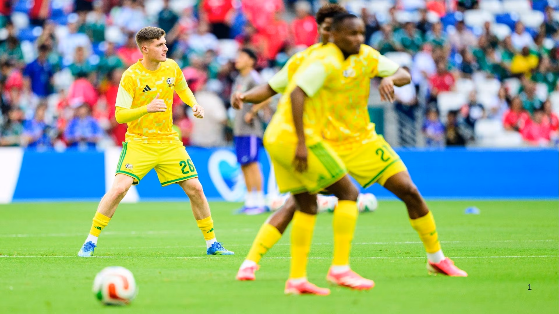 Kaizer Chiefs defender Bradley Cross warming up during Bafana's World Cup campaign.