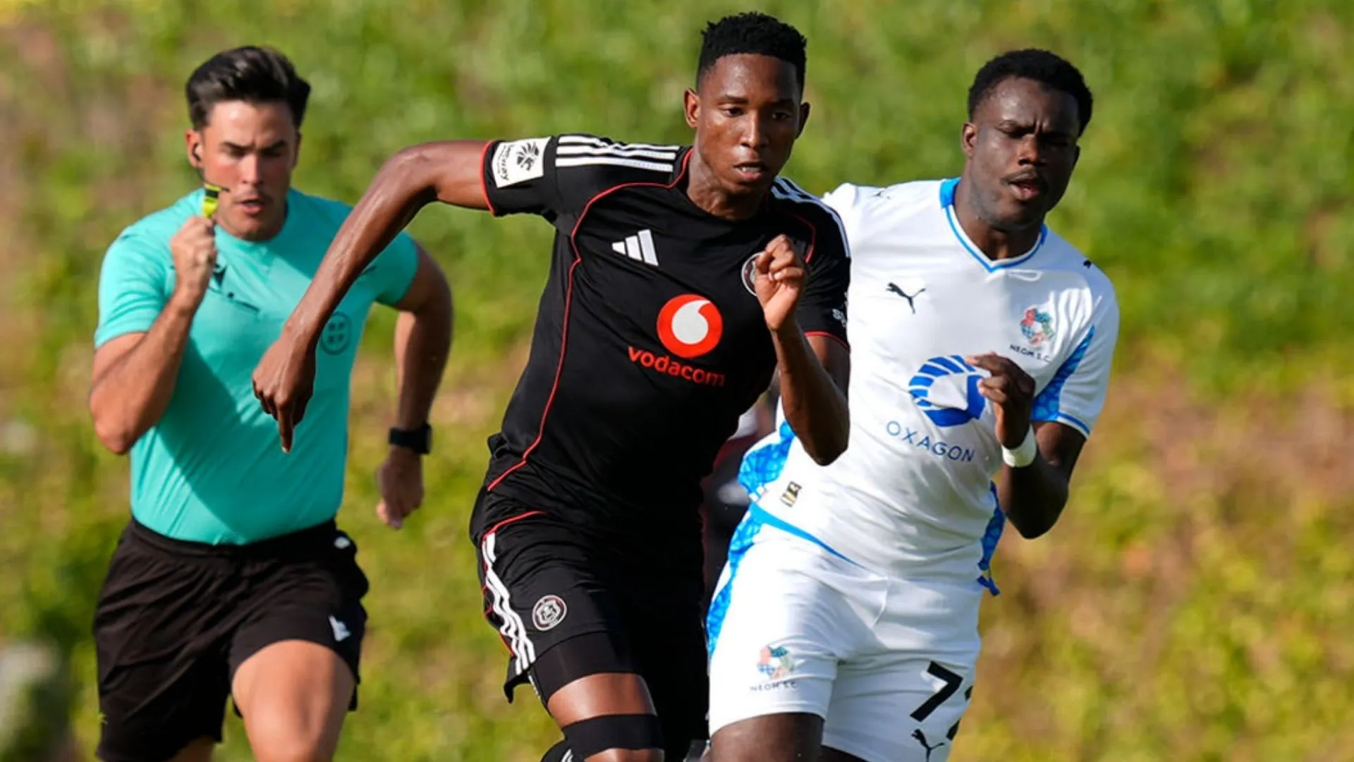 Thalente Mbatha of Orlando Pirates playing against FC Neom.