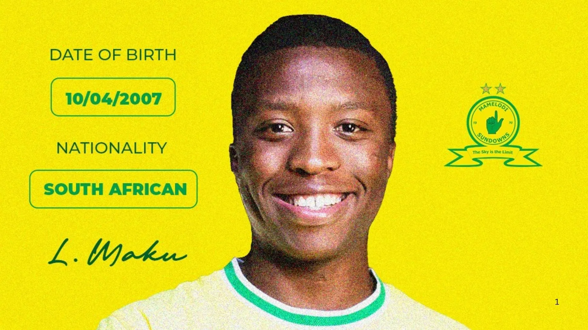 Mamelodi Sundowns new signing Lazola Maku.
