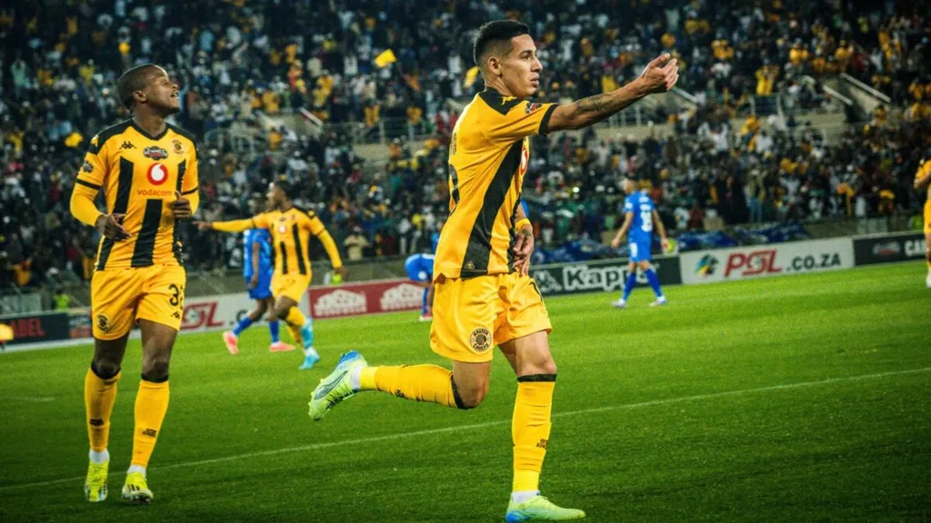 Gaston Sirino celebrates a goal against SuperSport United. Photo Kaizer Chiefs