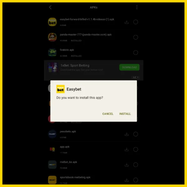 Easybet app download installation