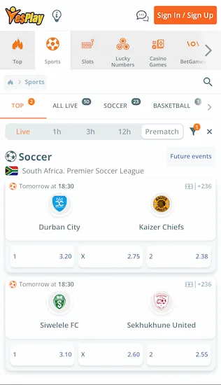 Best AFCON betting sites in South Africa: Yesplay.