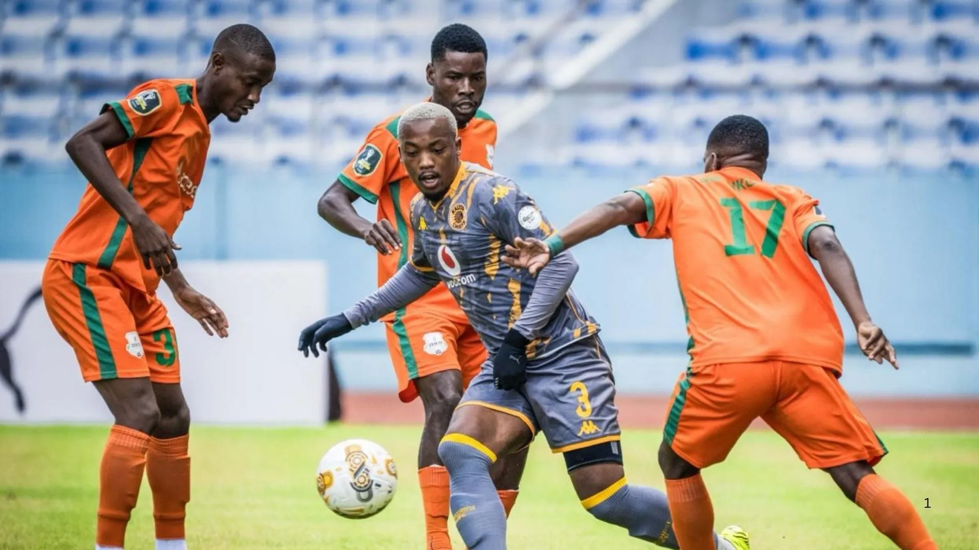 Khanyisa Mayo of Kaizer Chiefs in action against ZESCO United. Photo &ndash; Kaizer Chiefs