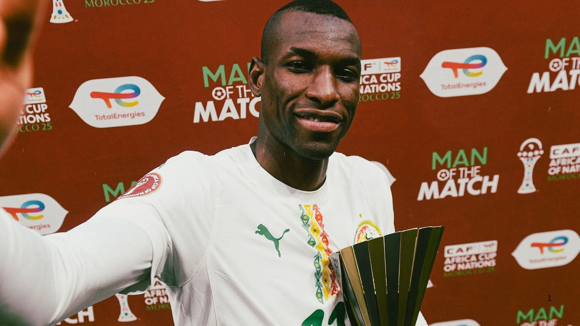 Nicolas Jackson with man of the match award.