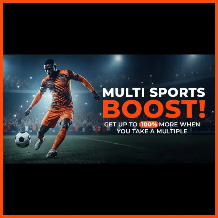 World Sports Betting Multi Sport Boost offering 100% ACCA on 3 legs or more.