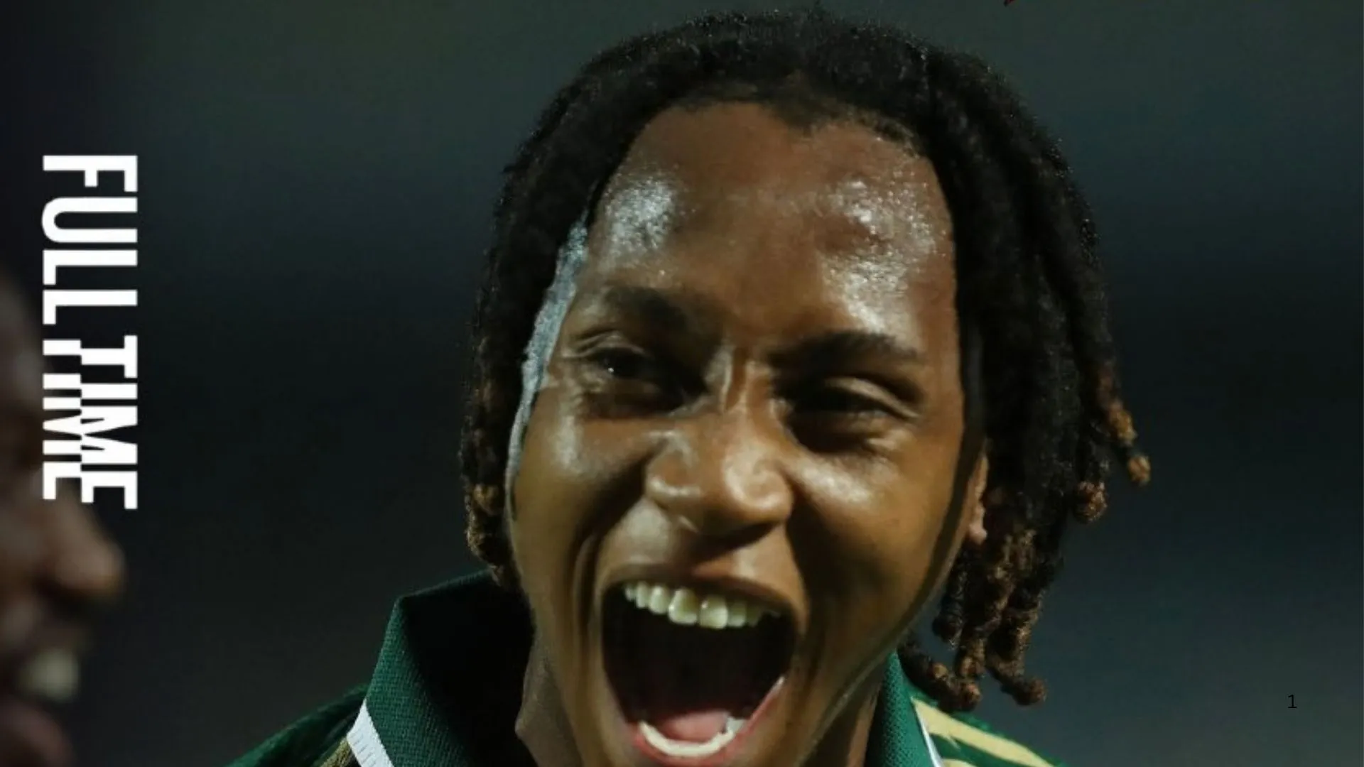 Puso Dithejane celebrates his goal for Bafana