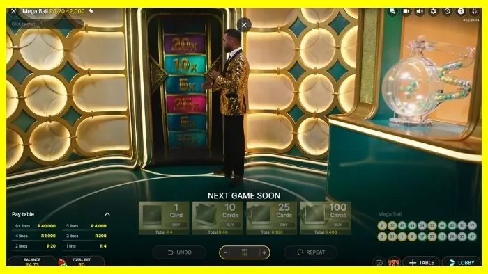 Screenshot of Mega Ball streamed live on Easybet.