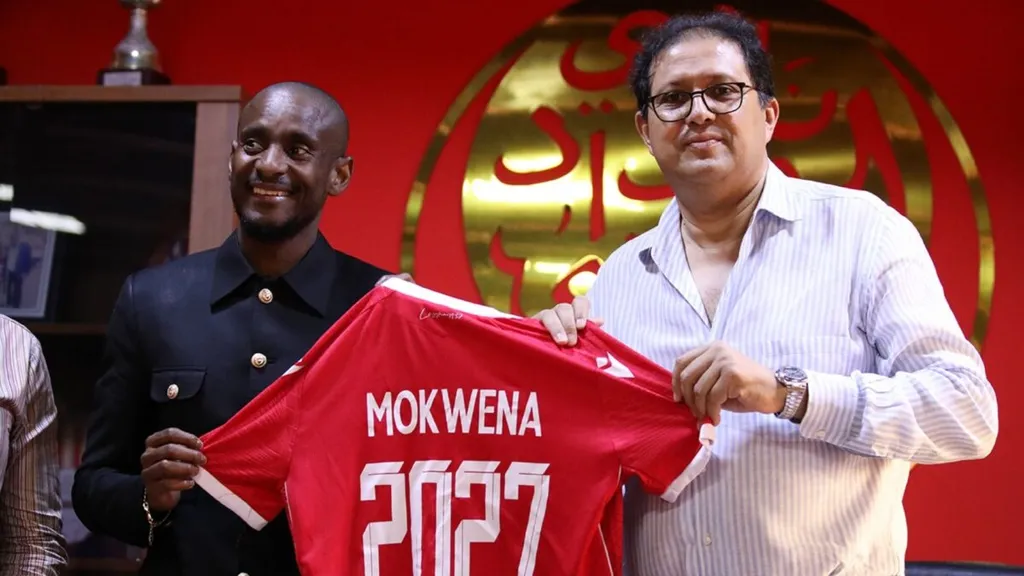 Rhulani Mokwena when he was unveiled as the new coach of Wydad Casablanca. Photo: Wydad AC