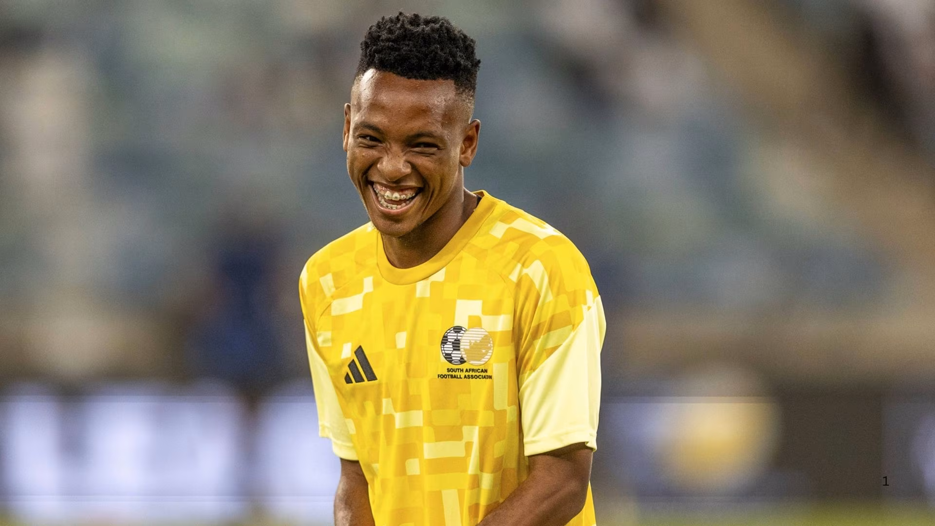 Relebohile Mofokeng in training with Bafana Bafana.