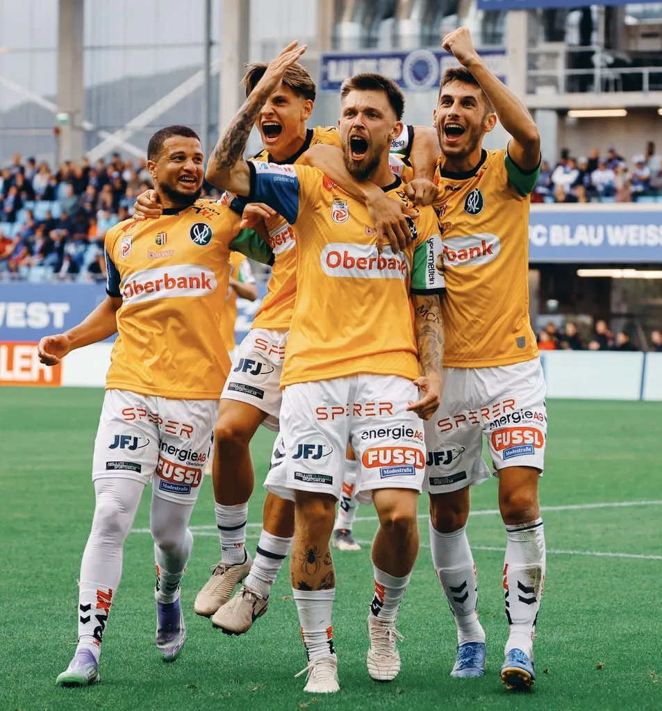 Yusuf Maart celebrates a goal at SV Ried.