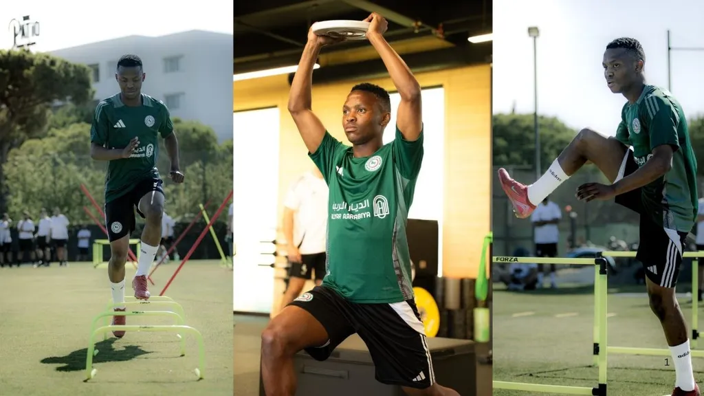 Mohau Nkota training with Al Ettifaq. Photos: Al Ettifaq
