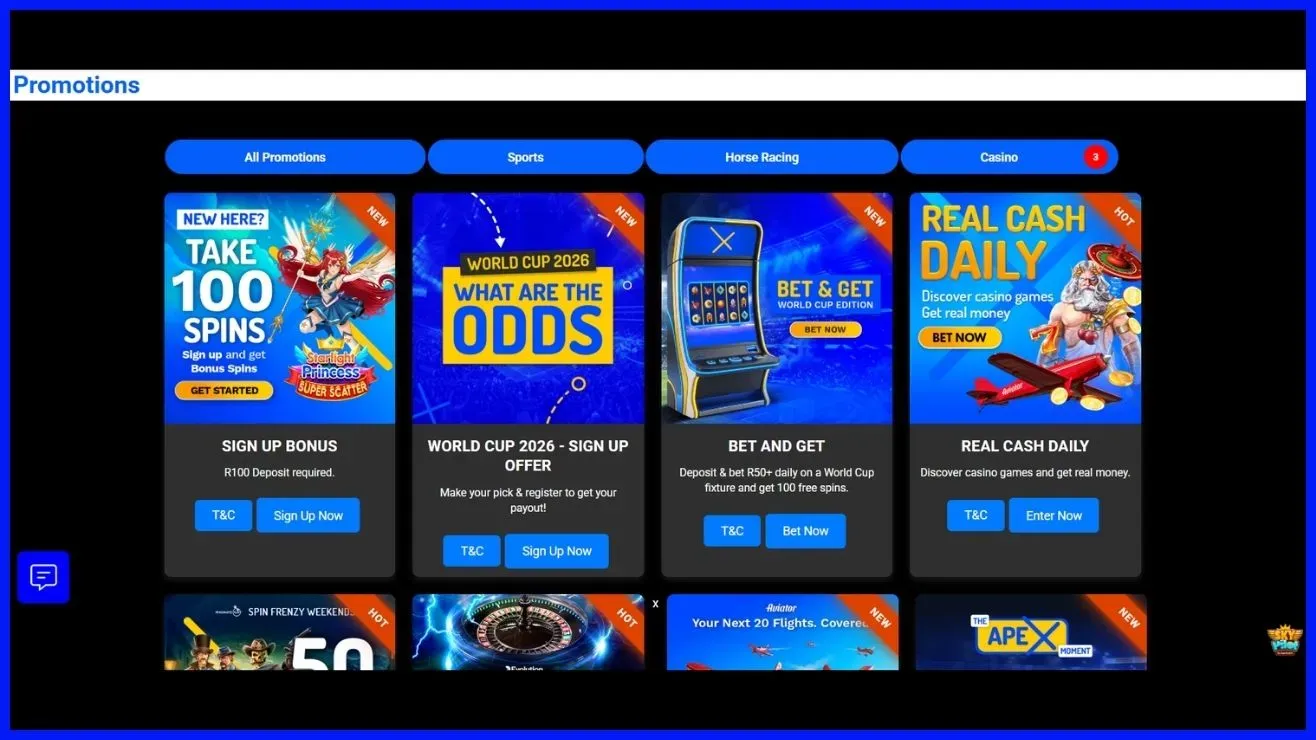 BetXchange Ongoing Promotions Page.