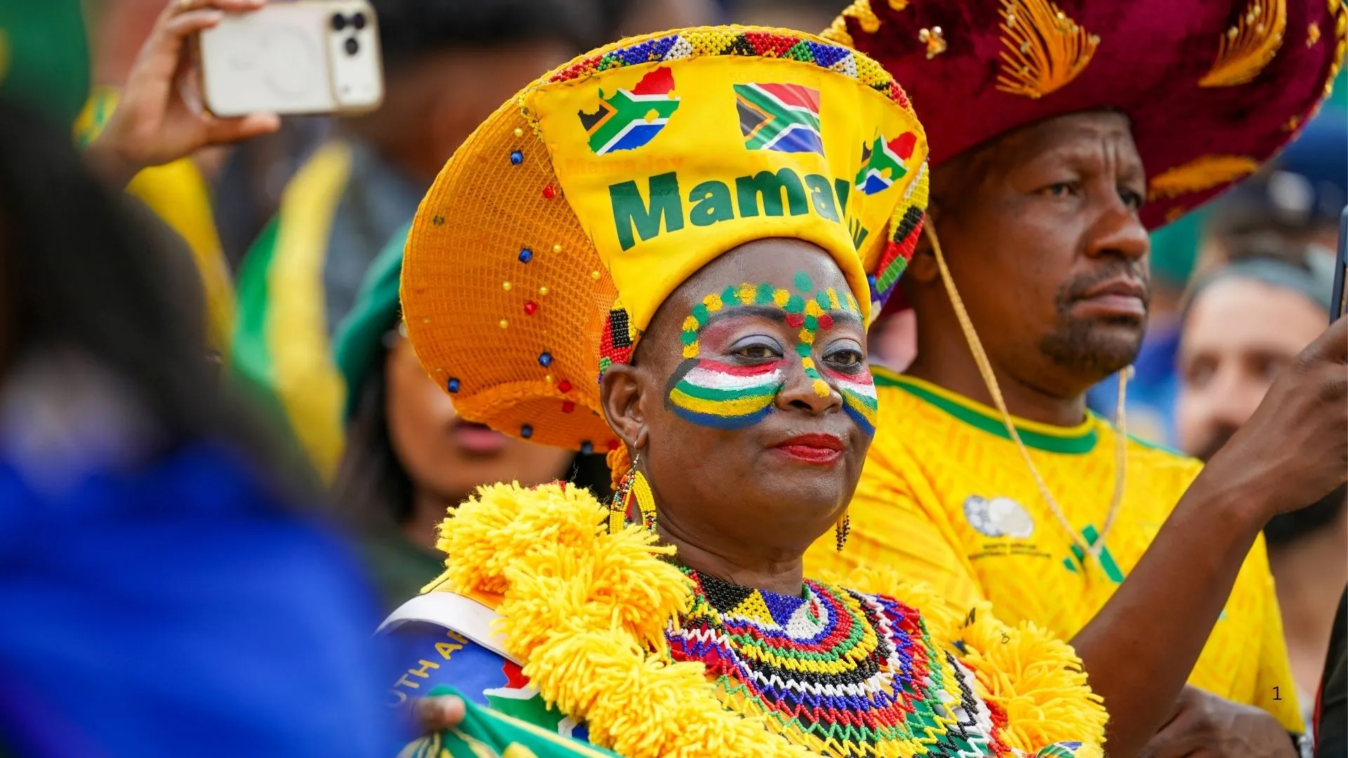 Bafana Bafana superfan Mama Joy Chauke in the stands during South Africa vs Canada.