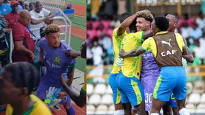 WATCH: Mamelodi Sundowns stars in near fist fight after big win in Nigeria