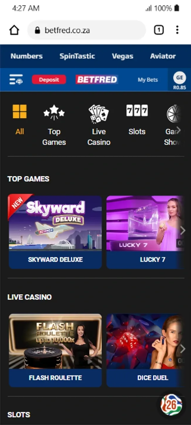 Betfred live casino.