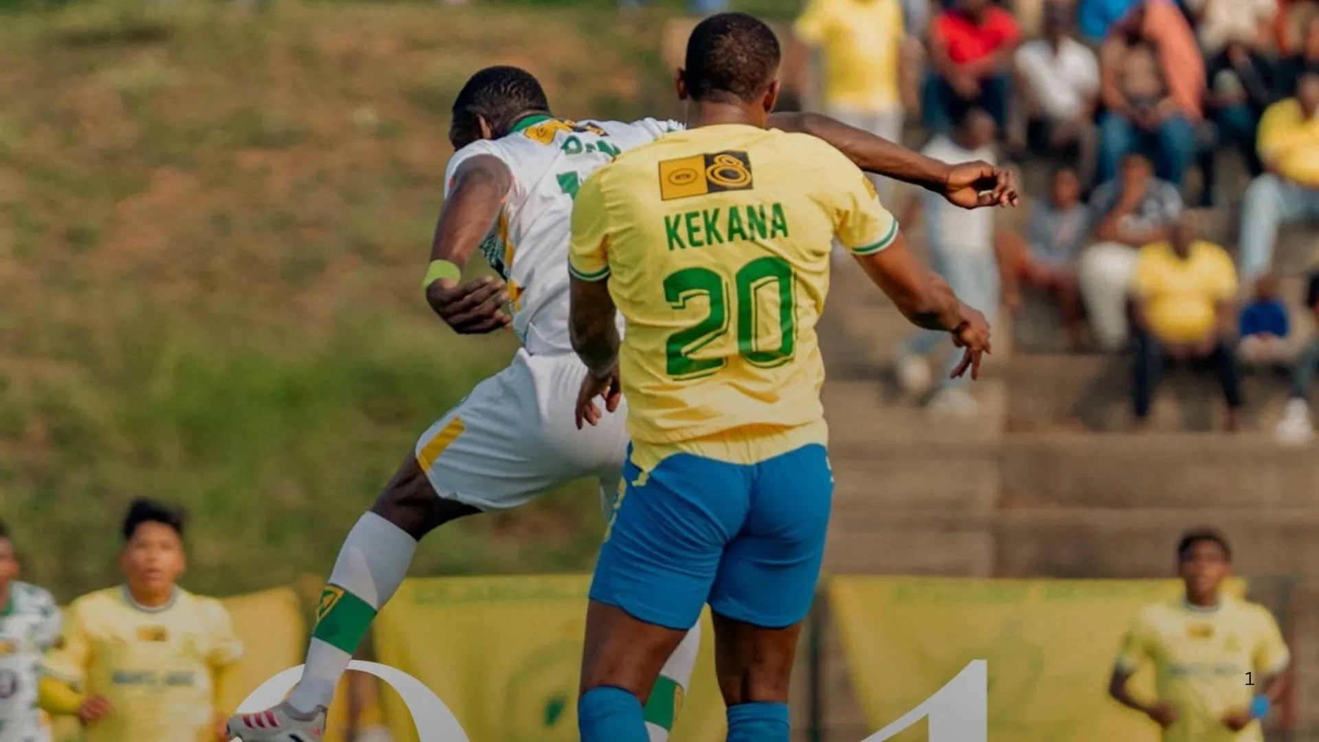 Grant Kekana of Mamelodi Sundowns challenges Junior Dion of Golden Arrows in the MTN8.