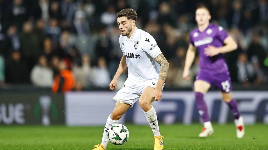 Nuno Santos playing for Vitoria Guimaraes in Europa League.
