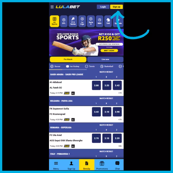 Lulabet register: Mobile sign up form