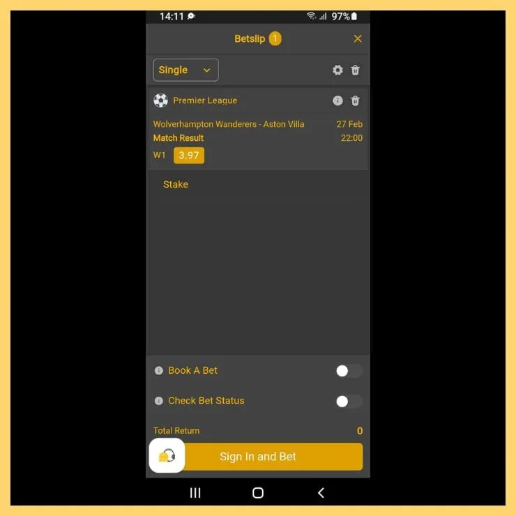 Goldrush app betslip