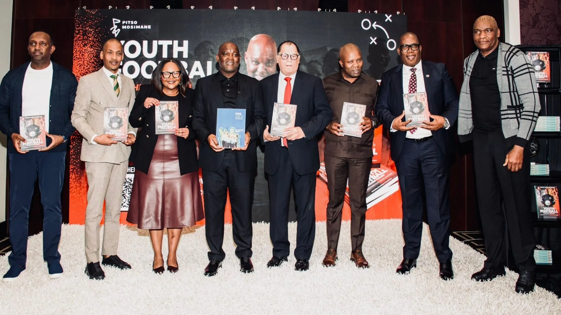 Pitso Mosimane and those who attended his Youth Football Coaching manual unveiling.