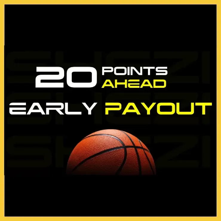 Betshezi 20 points ahead promotional banner depicting a single basketball.