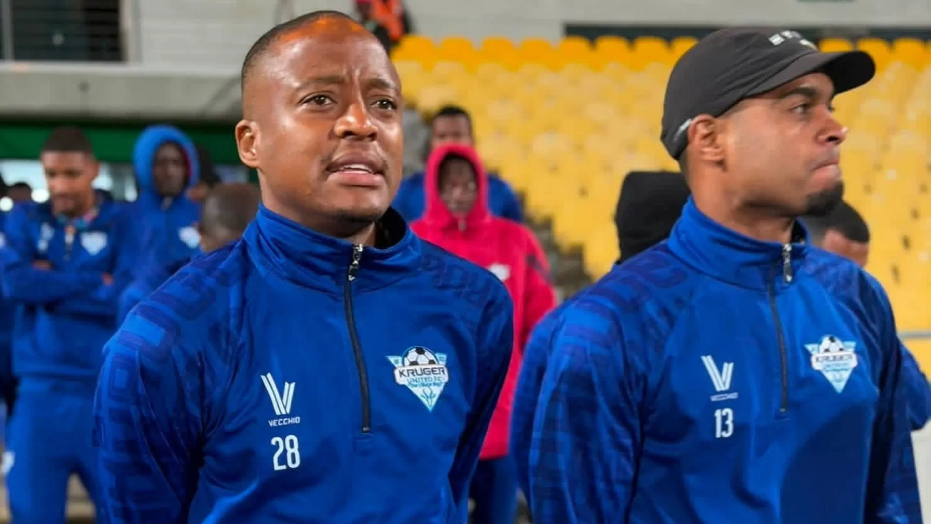 Nkosinathi Thwala and Ebrahim Sedat of Kruger United.
